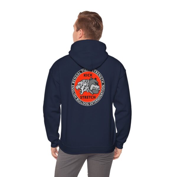 Bikram Yoga | Bengal Tiger Strength | English Bulldog Determination - Unisex Heavy Blend™ Hooded Sweatshirt - Image 23