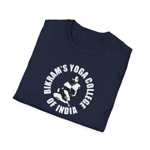 Bikram's Yoga College of India | Black / Navy Blue Unisex Softstyle T-Shirt - Image 16