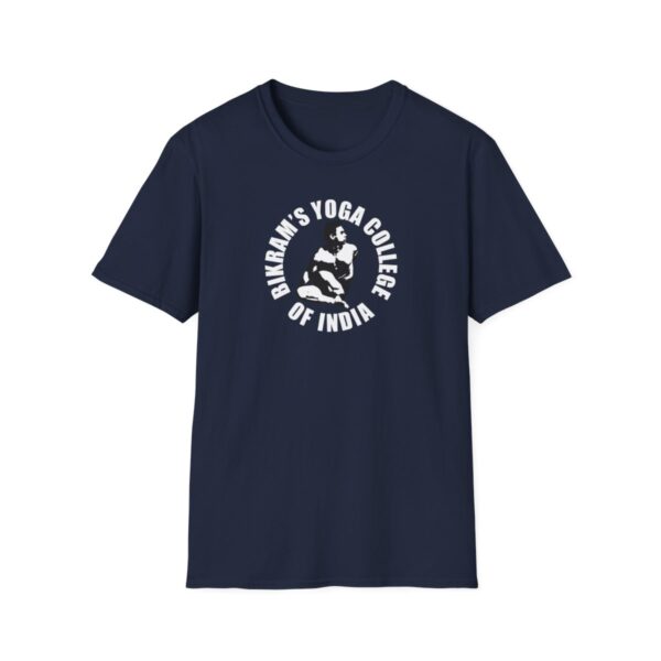 Bikram's Yoga College of India | Black / Navy Blue Unisex Softstyle T-Shirt - Image 13