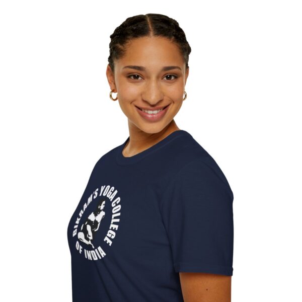 Bikram's Yoga College of India | Black / Navy Blue Unisex Softstyle T-Shirt - Image 21