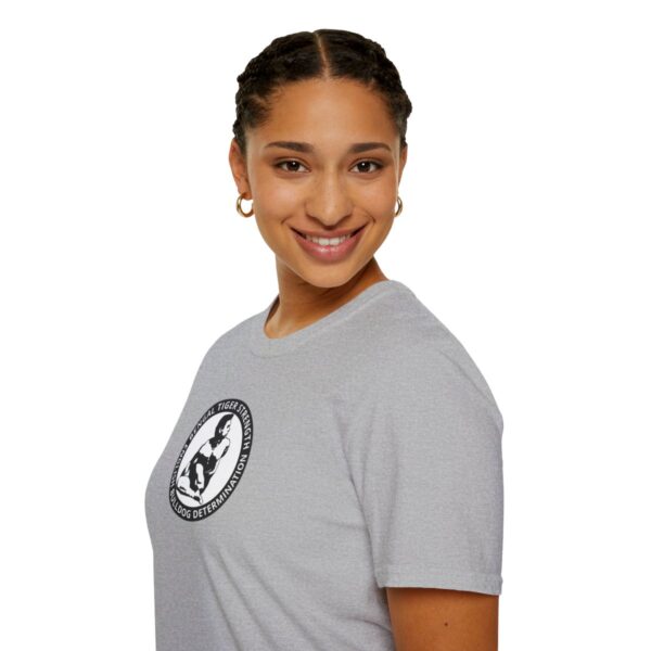 Certified by Bikram | Strength & Determination | white bg | Light Unisex Softstyle T-Shirt - Image 21