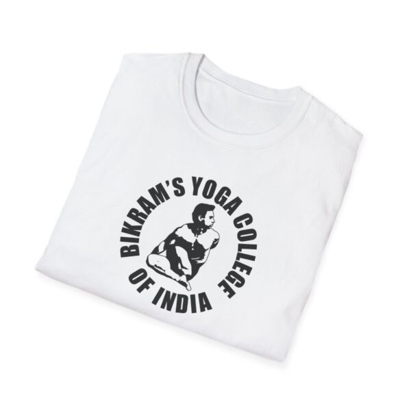 Bikram's Yoga College of India | White Unisex Softstyle T-Shirt - Image 4