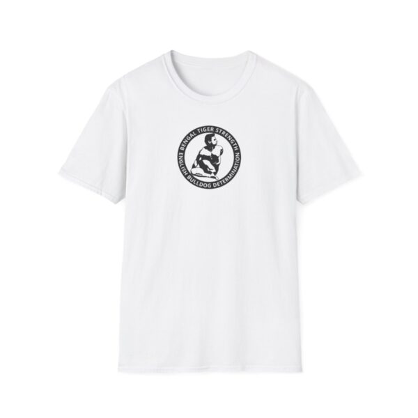 Certified by Bikram | Strength & Determination | white bg | Light Unisex Softstyle T-Shirt