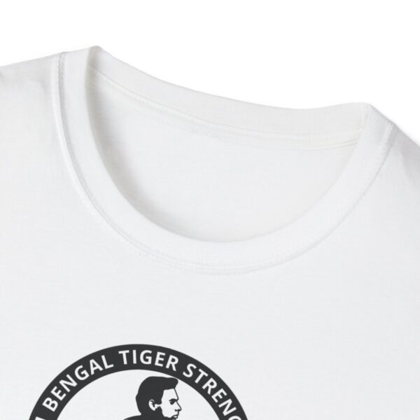 Certified by Bikram | Strength & Determination | white bg | Light Unisex Softstyle T-Shirt - Image 3