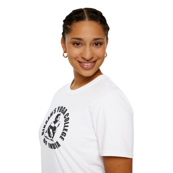 Bikram's Yoga College of India | White Unisex Softstyle T-Shirt - Image 9