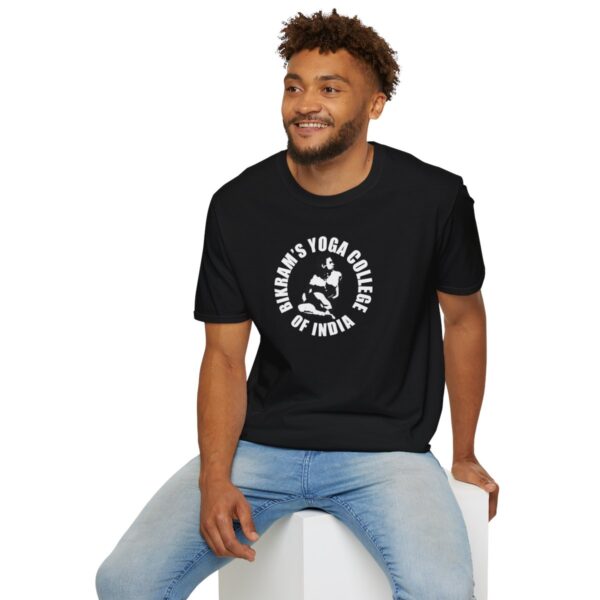 Bikram's Yoga College of India | Black / Navy Blue Unisex Softstyle T-Shirt - Image 12