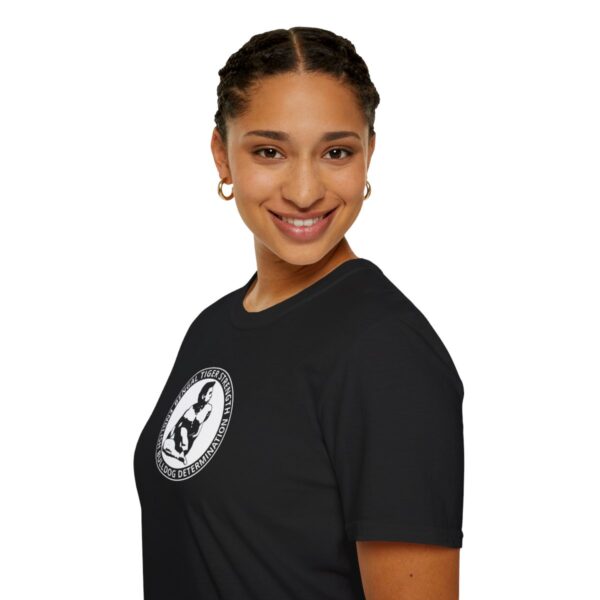 Certified by Bikram | Strength & Determination | white bg | Dark Unisex Softstyle T-Shirt - Image 9